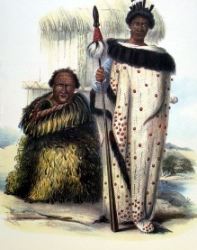 Angas, G.F.  Te Kawaw [Kawau] and his nephew Orakai, 1847,  plate 56.  Not to be reproduced without permission