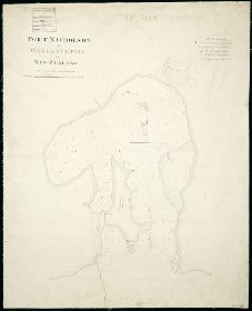 Map by Captain Thomas Barnett (1826) of Port Nicholson or Wangenue-tera in New Zealand, Alexander Turnbull Library Reference number MapColl-832.47aj/1826/Acc.379